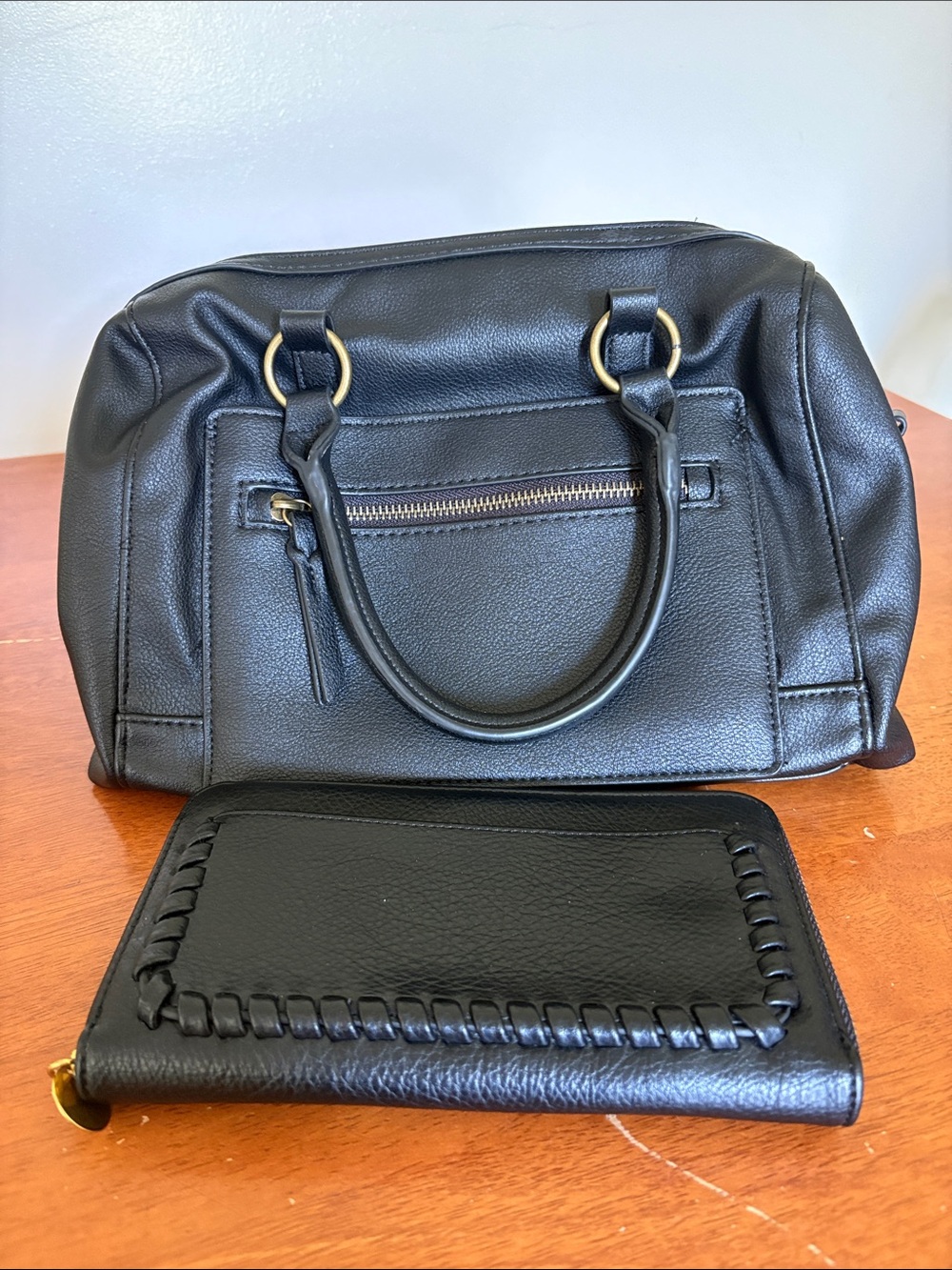 Style & Co. Black Satchel Handbag with Matching Wallet
